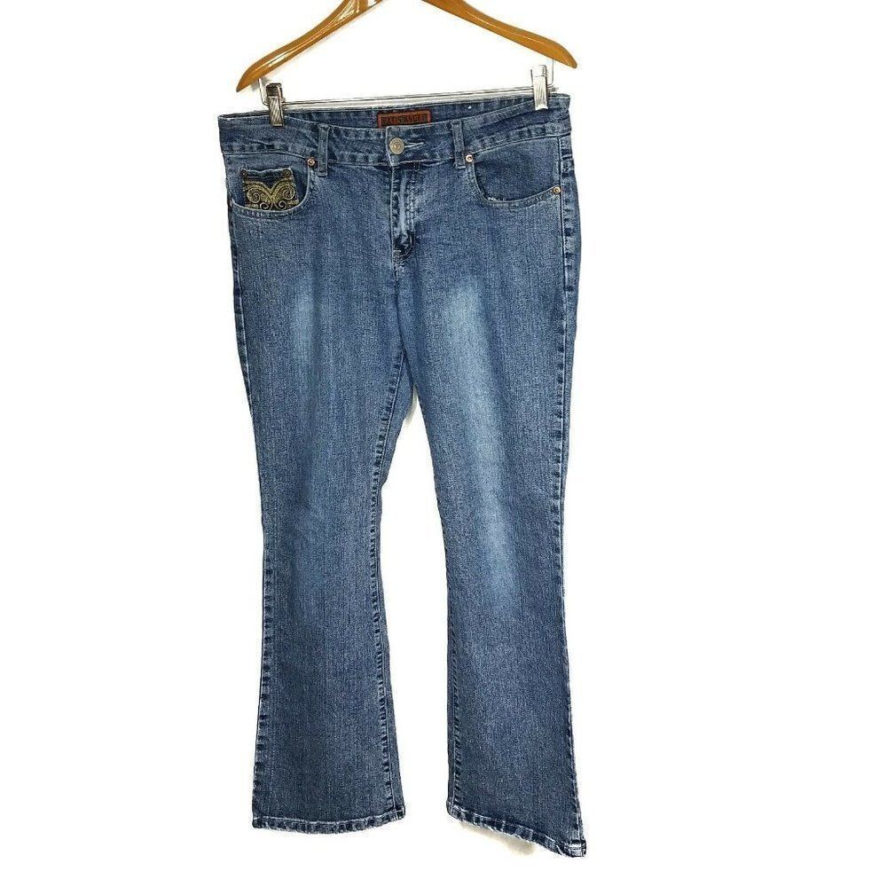 𝅺PARIS Angel Light Wash Denim Jeans Mid Rise Boot Cut Size 13 - 14